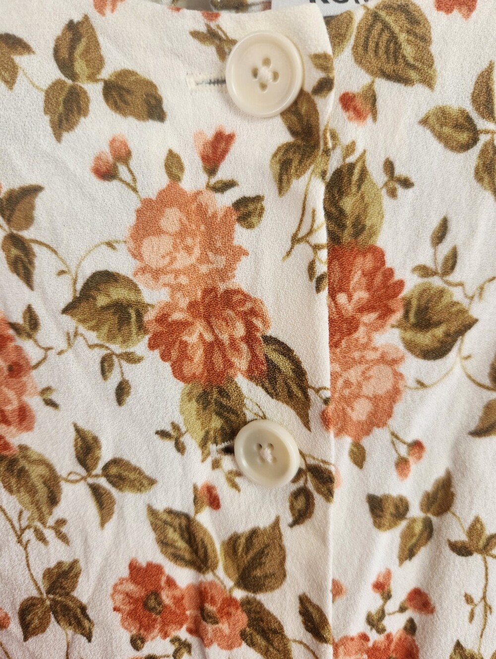 Reformation Fauna Floral Midi Dress Size 2 White Orange Button Front Cottagecore - Picture 12 of 16